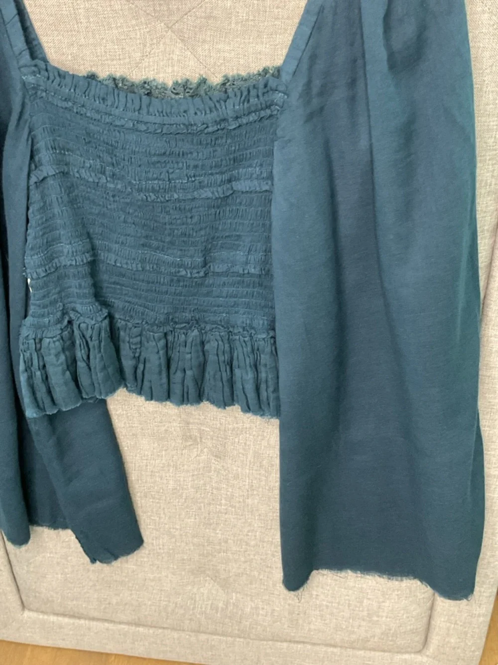 Free People Overboard Smocked Crop Top Bell Sleeve NWT Small